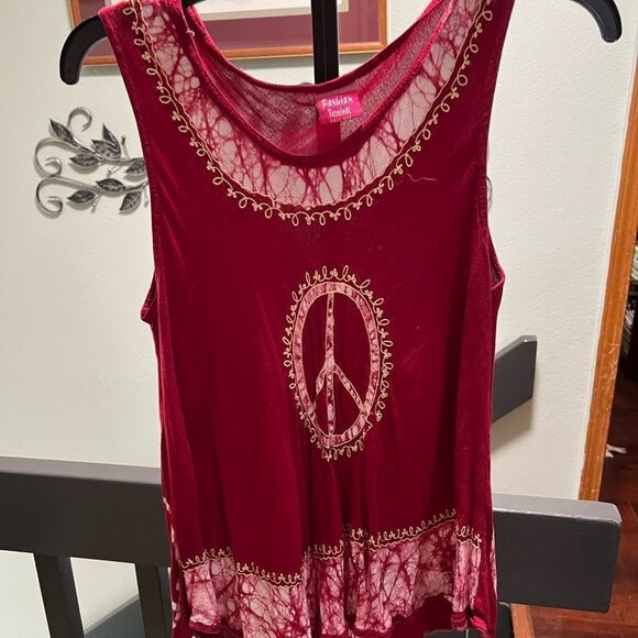 NWOT Fashion Terminal Red Peace Sign Tank Top One Size Fits Most #076 - Picture 8 of 8